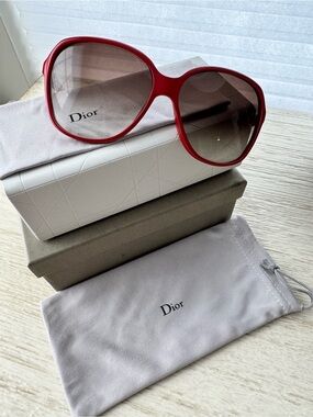 100% Authentic Dior Red Oversized Gradient Brown Lens Sunglasses